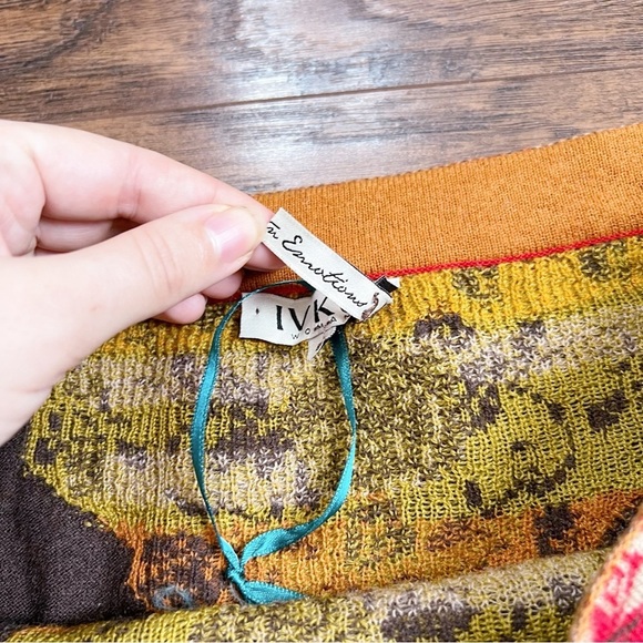 IVKO Woman • floral jacquard skirt brown wool knit flare Serbia bohemian - Picture 4 of 12